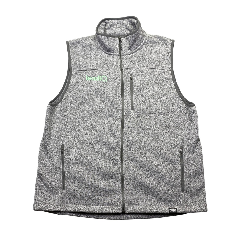 LL Bean Mens Sweater Fleece Vest Gray Full Zip Slightly Fitted Large 502209